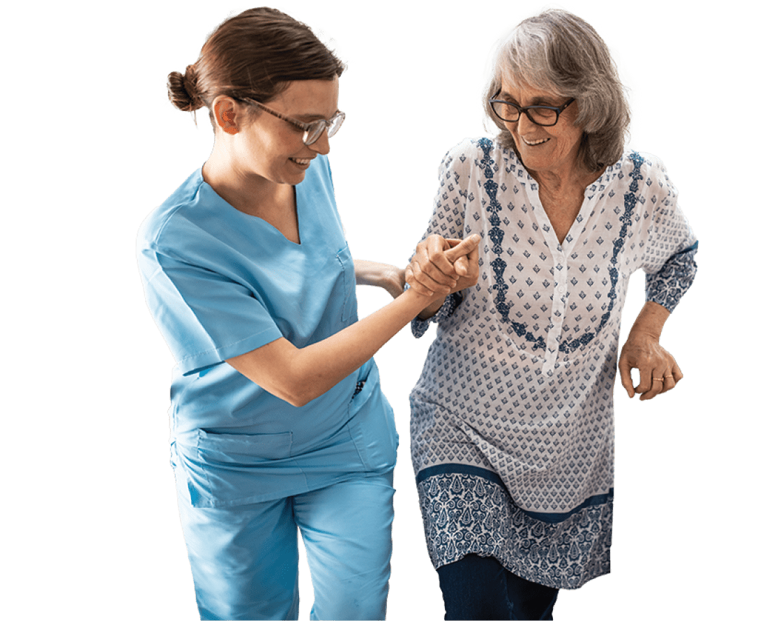 A nurse assisting an elderly patient