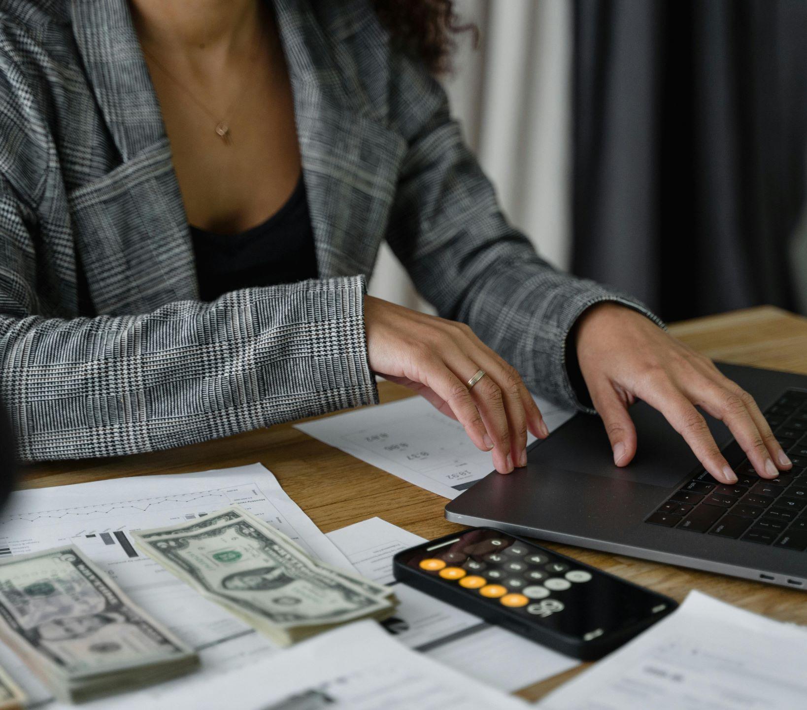 A woman doing some accounting